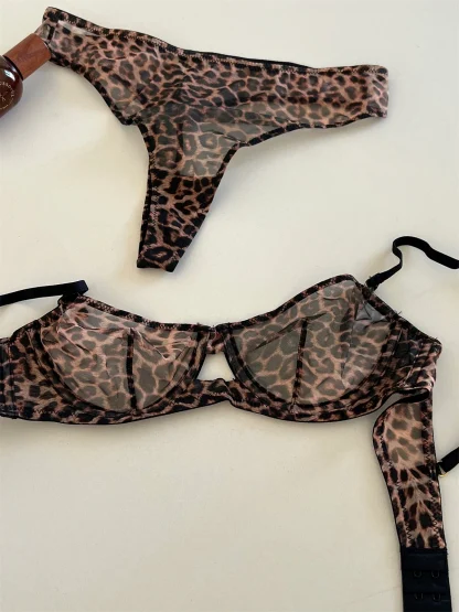 Leopard Print See-through Lingerie - Image 6