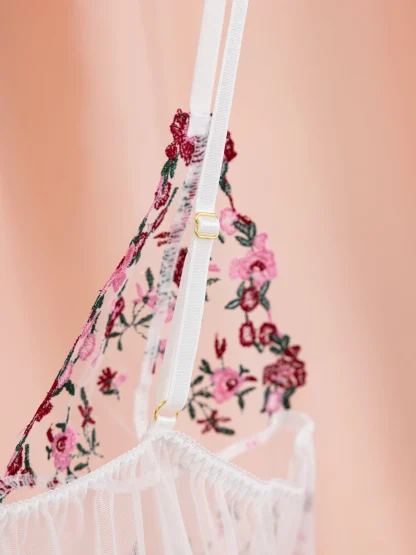 Embroidered Floral Mesh Babydoll - Image 4
