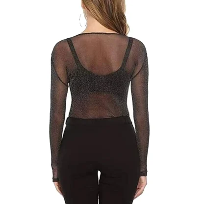 Glittered Long Sleeve Mesh Top - Image 3