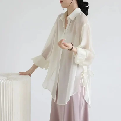 Soft Elegant See-through Blouses - Image 3