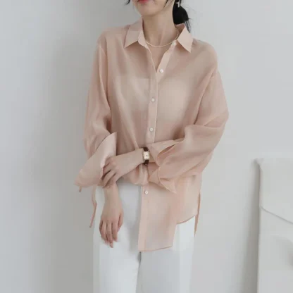 Soft Elegant See-through Blouses - Image 6