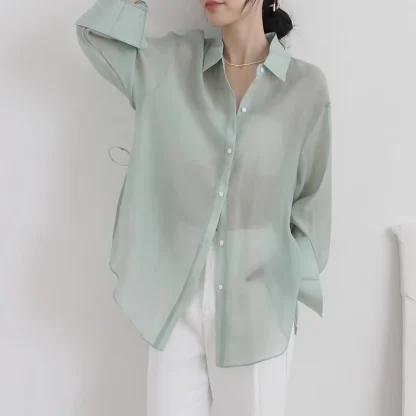 Soft Elegant See-through Blouses