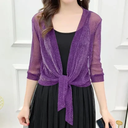 Glittered Open Front Mesh Jackets - Image 6
