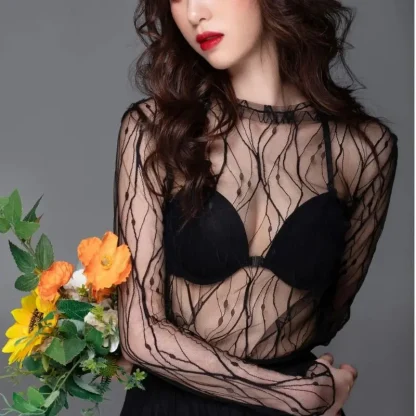 Elegant Patterned Transparent Top