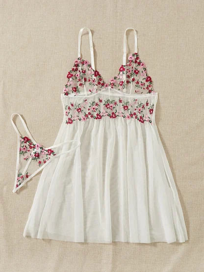 Sleeveless Floral See-through Babydoll - Image 3