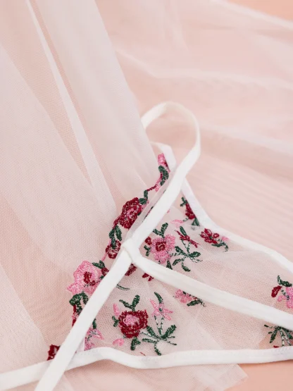 Embroidered Floral Mesh Babydoll - Image 5