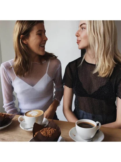 Glittered Long Sleeve Sheer Top - Image 6