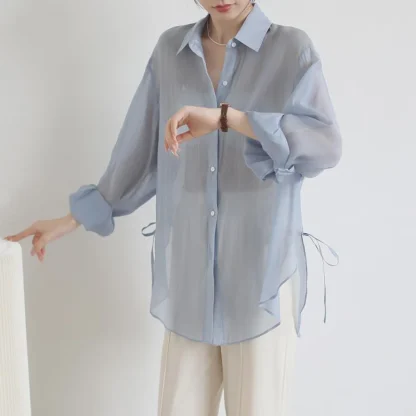 Soft Elegant See-through Blouses - Image 4