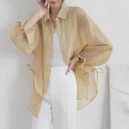Soft Elegant See-through Blouses - Image 5